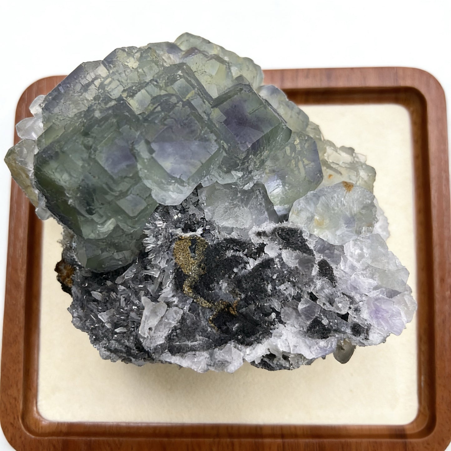 Natural Green Fluorite &amp; Chalcopyrite Symbiotic Mineral Specimen