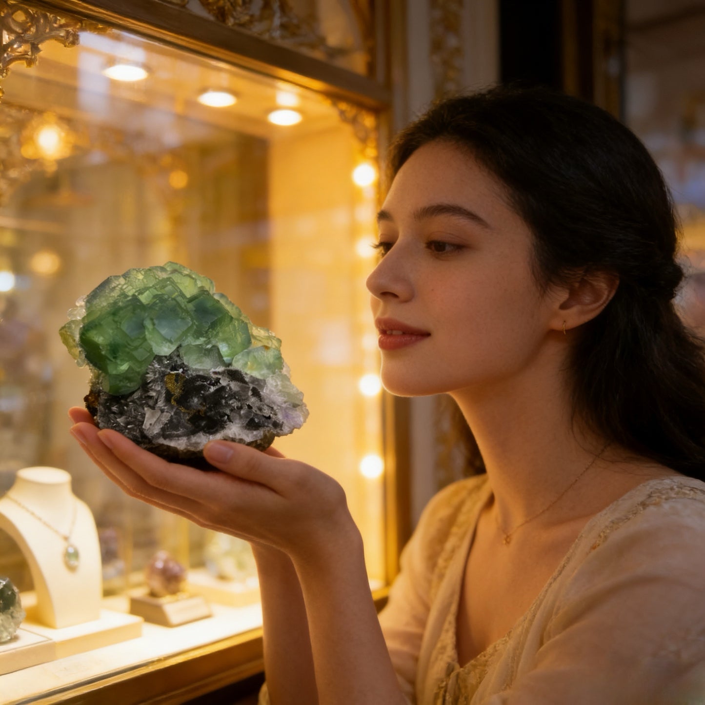 Natural Green Fluorite &amp; Chalcopyrite Symbiotic Mineral Specimen