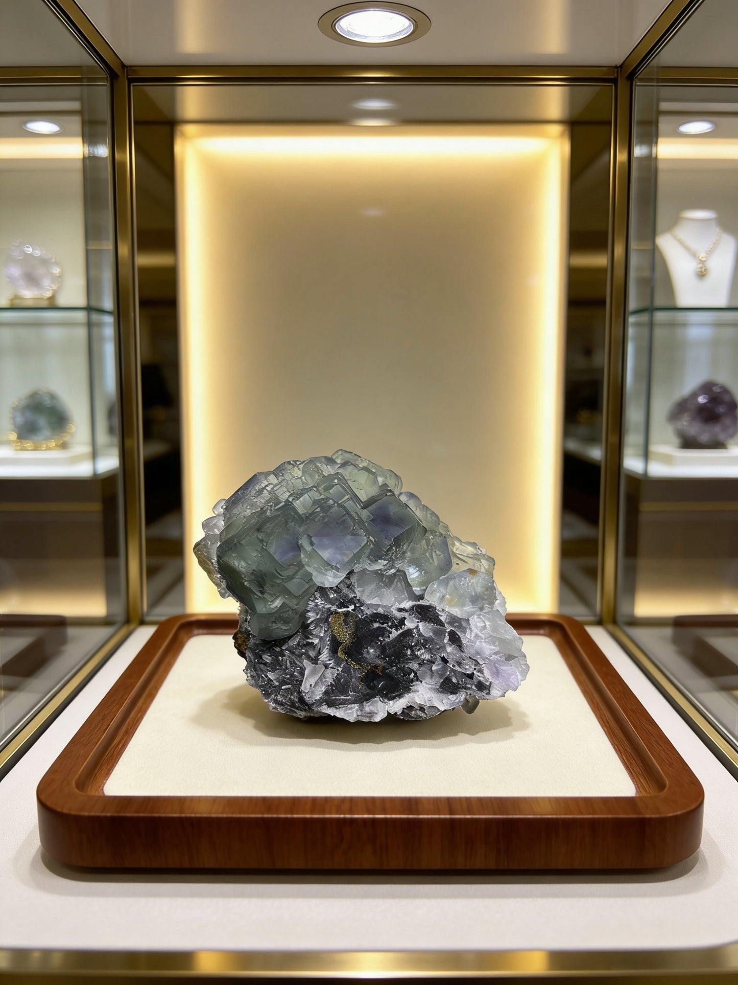 Natural Green Fluorite &amp; Chalcopyrite Symbiotic Mineral Specimen