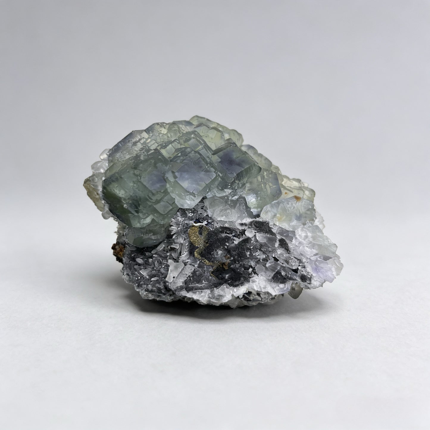 Natural Green Fluorite &amp; Chalcopyrite Symbiotic Mineral Specimen