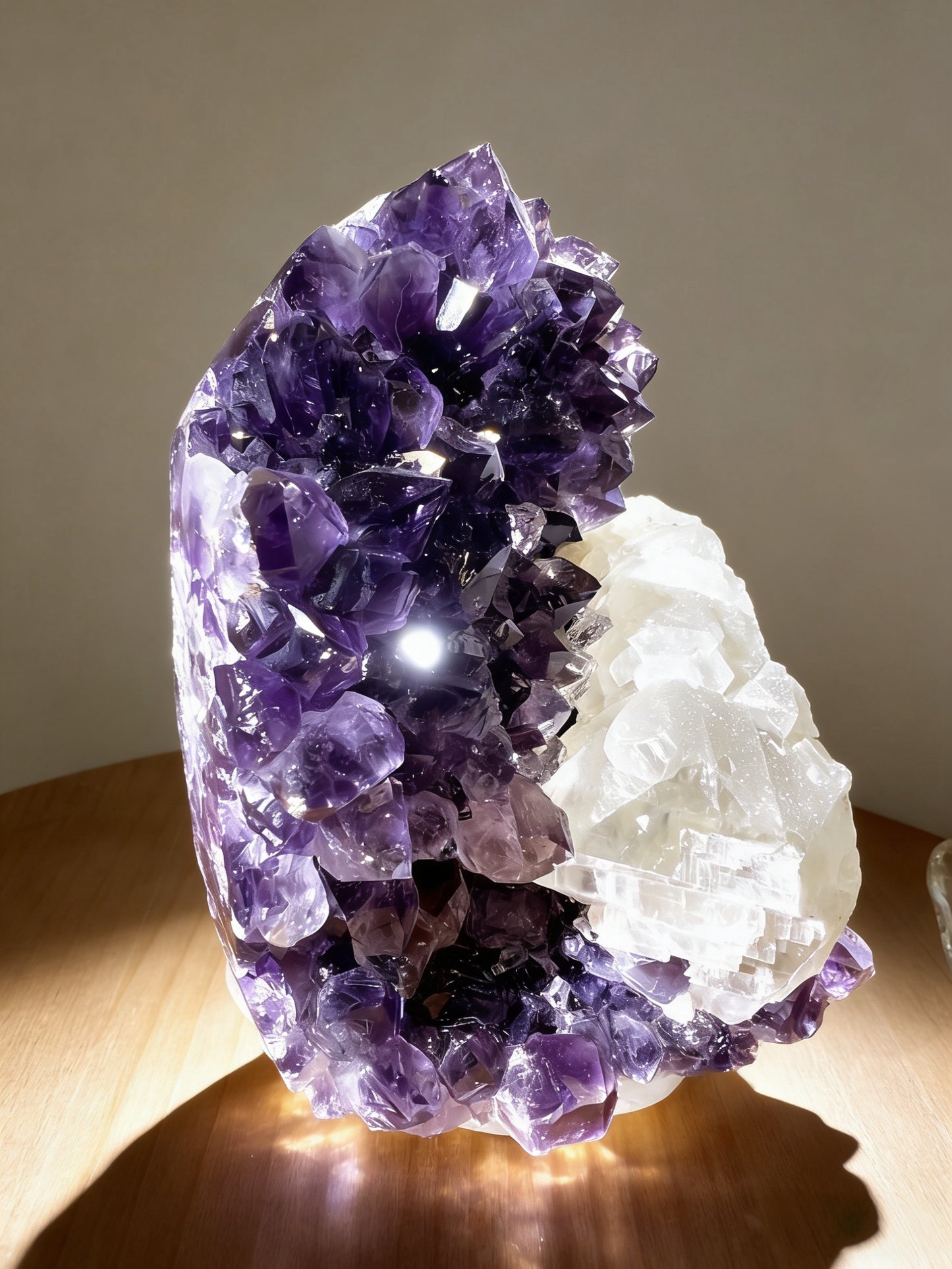 Natural Amethyst with Calcite Mineral Specimen