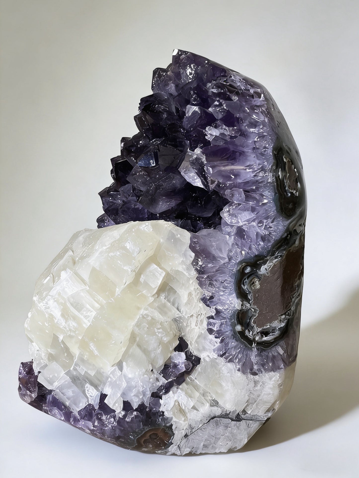 Natural Amethyst with Calcite Mineral Specimen