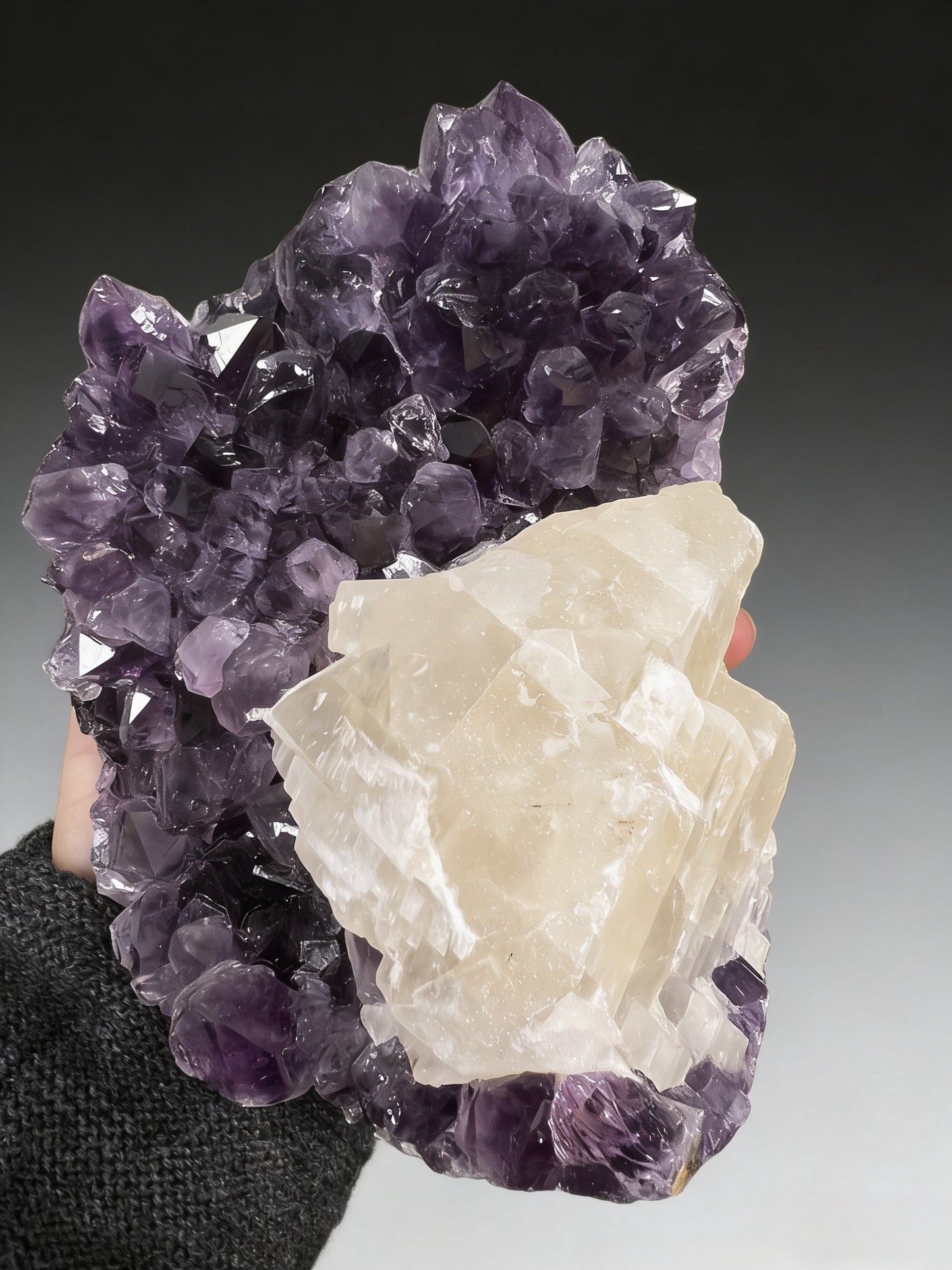 Natural Amethyst with Calcite Mineral Specimen