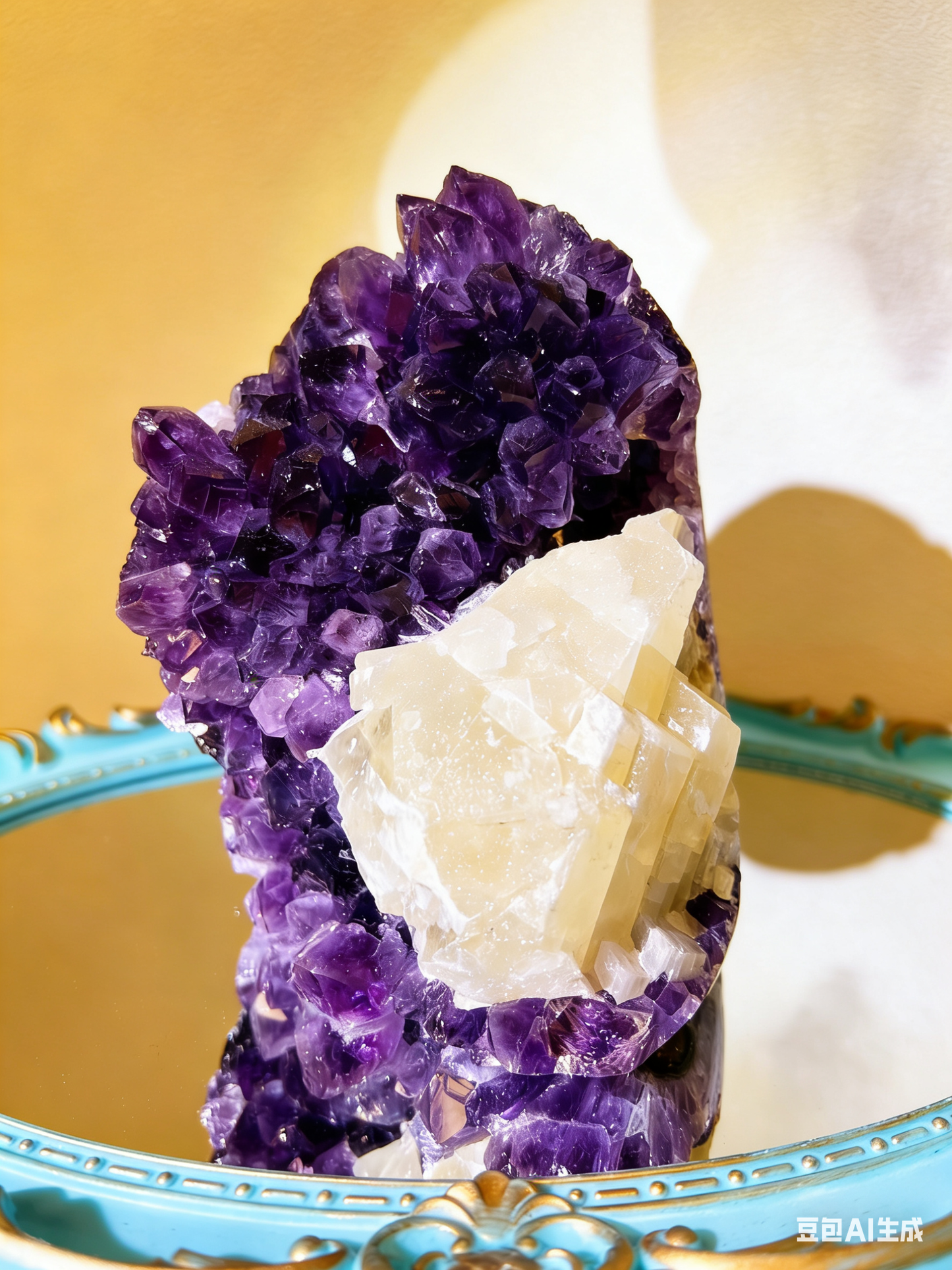 Natural Amethyst with Calcite Mineral Specimen