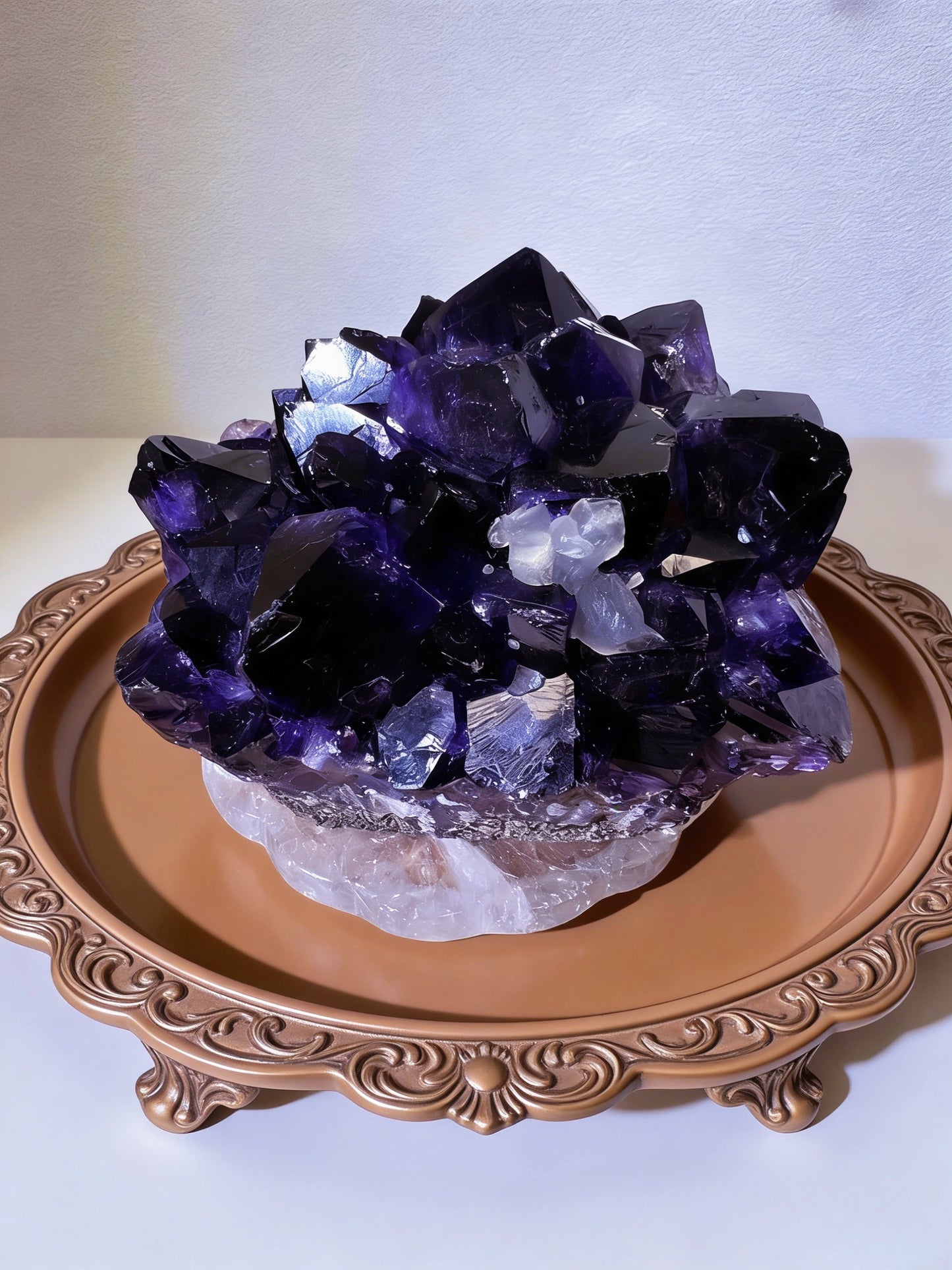 Uruguay Amethyst Flower with Calcite Natural Mineral Specimen