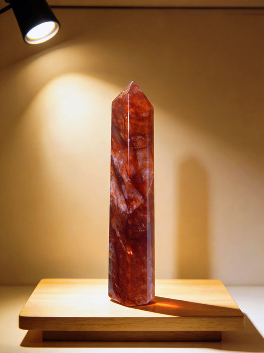 Fire Quartz (Hematoid Quartz) Large Tower - Premium Crystal Healing Wand
