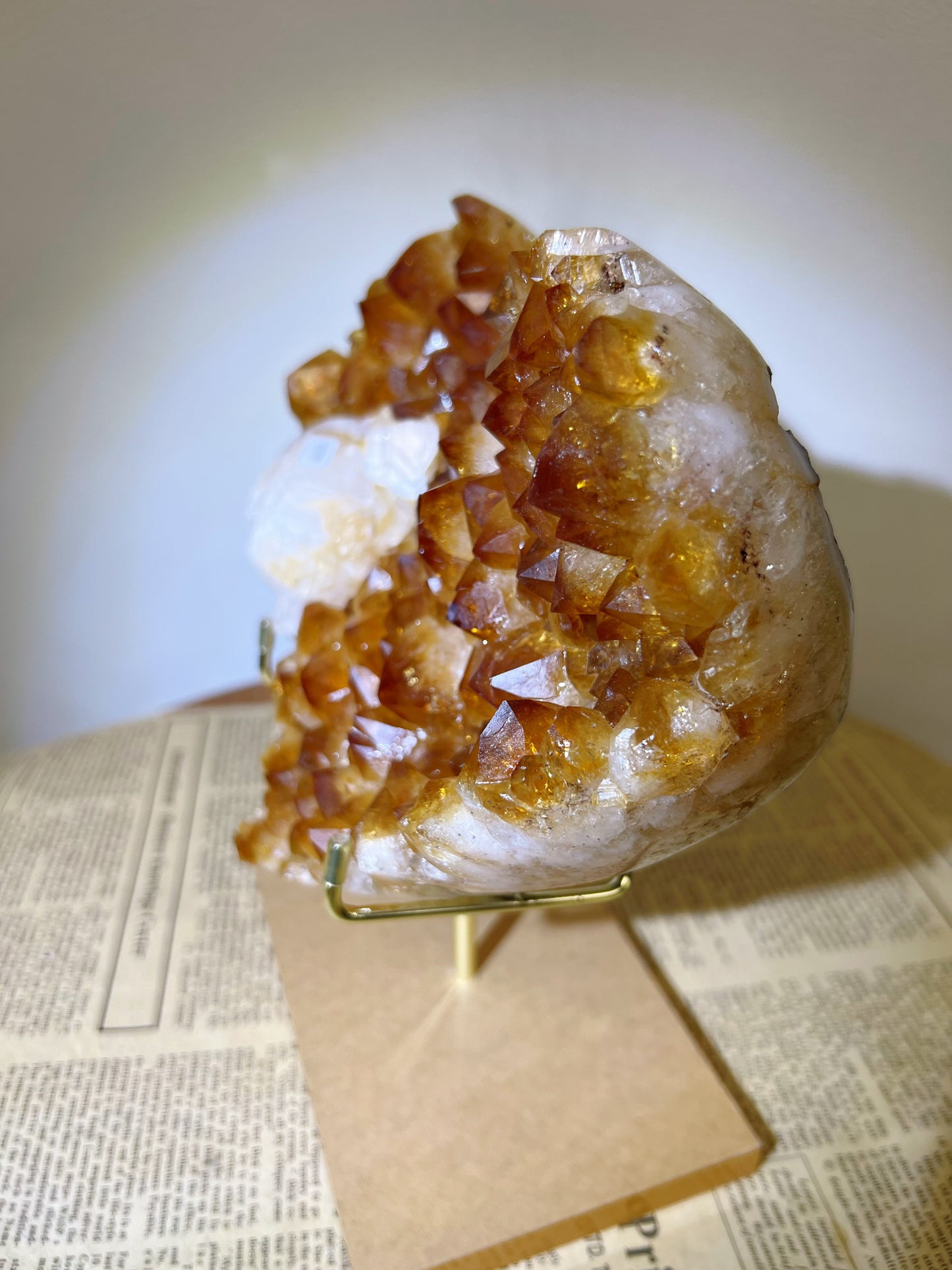 Natural Citrine Heart with Calcite – Premium Crystal Cluster Sculpture