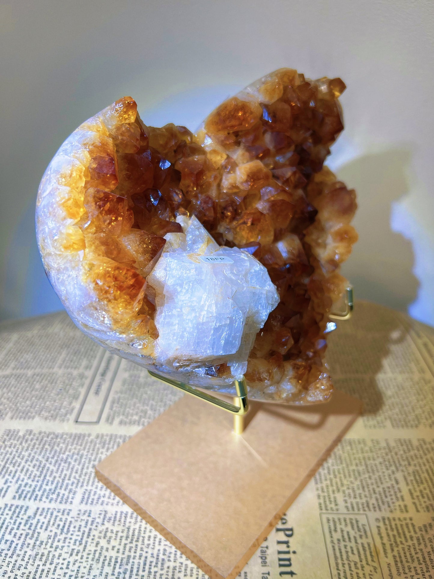 Natural Citrine Heart with Calcite – Premium Crystal Cluster Sculpture