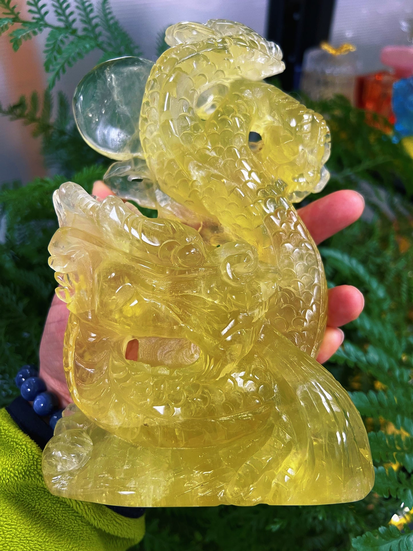 Natural Citrine Heart with Calcite – Premium Crystal Cluster Sculpture