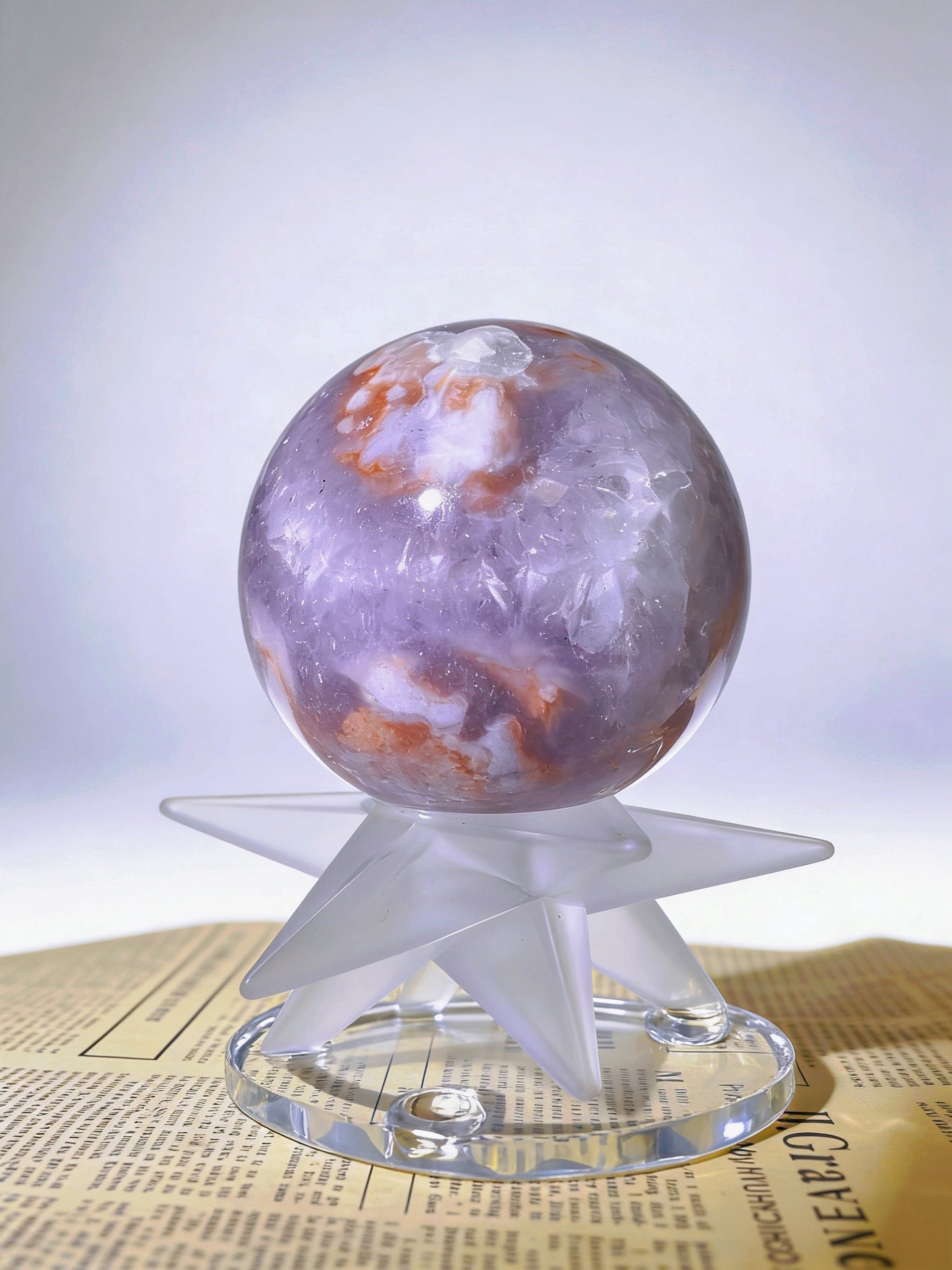 Natural Purple Pink Sakura Agate Sphere - Premium Crystal Healing Ball