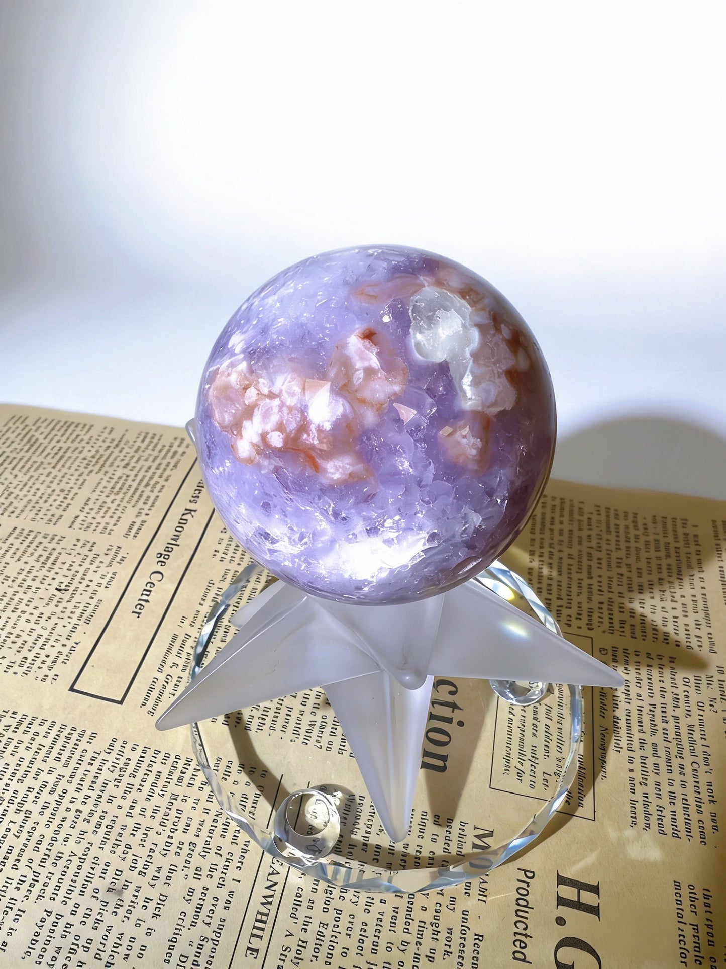 Natural Purple Pink Sakura Agate Sphere - Premium Crystal Healing Ball