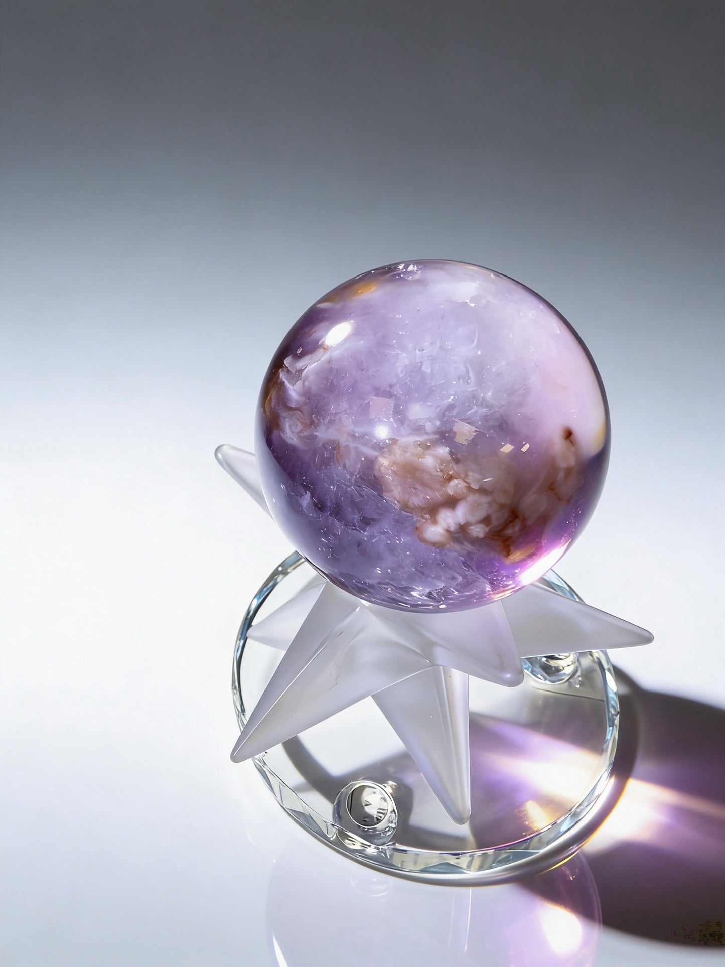 Natural Purple Pink Sakura Agate Sphere - Premium Crystal Healing Ball