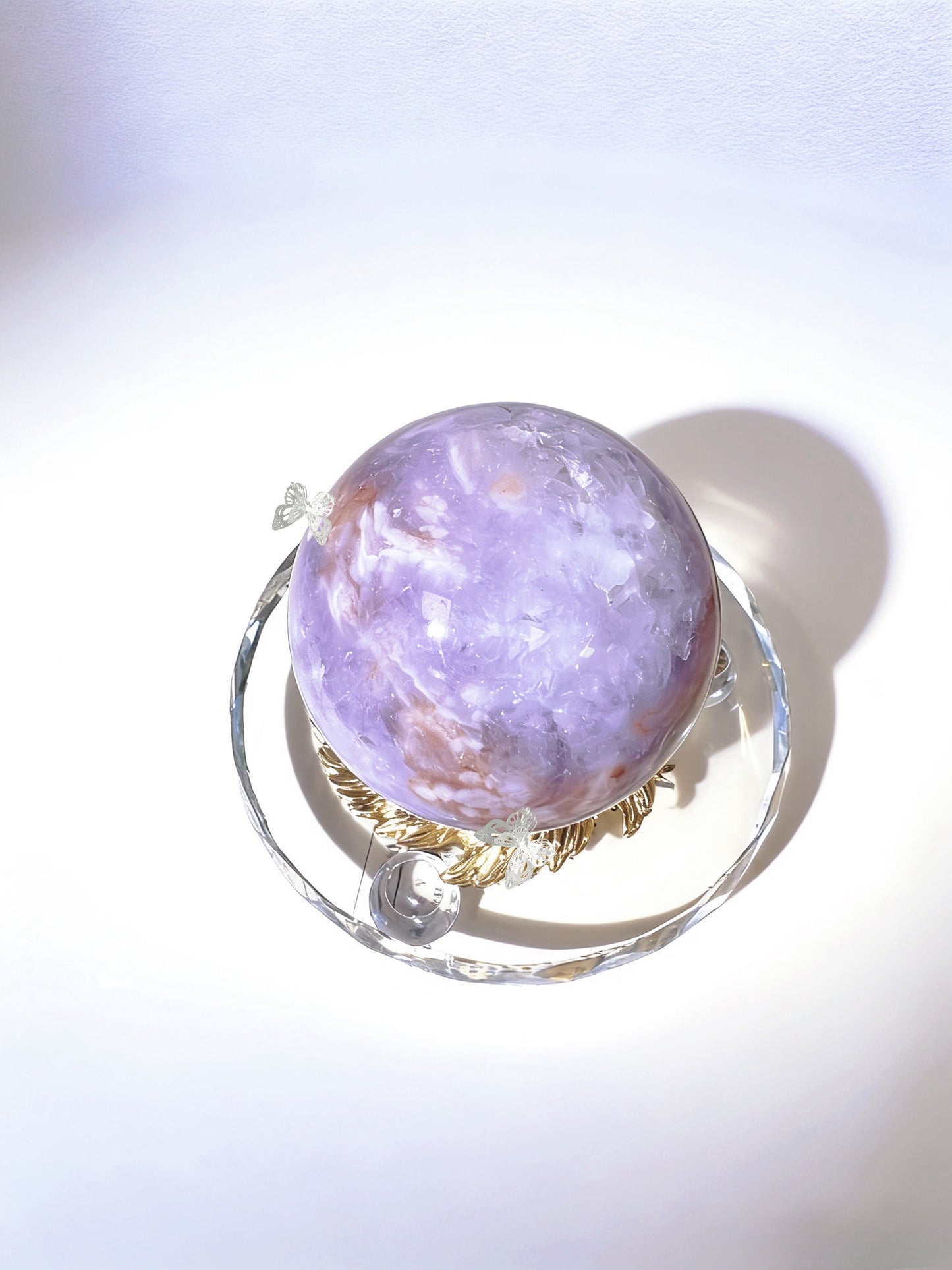 Natural Purple Pink Sakura Agate Sphere - Premium Crystal Healing Ball