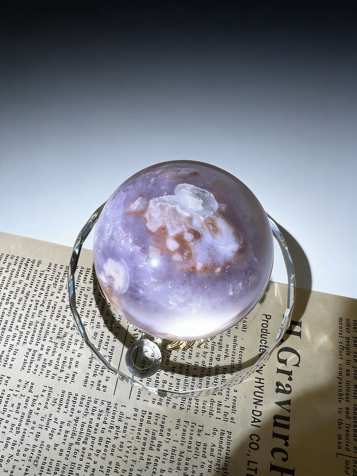 Natural Purple Pink Sakura Agate Sphere - Premium Crystal Healing Ball