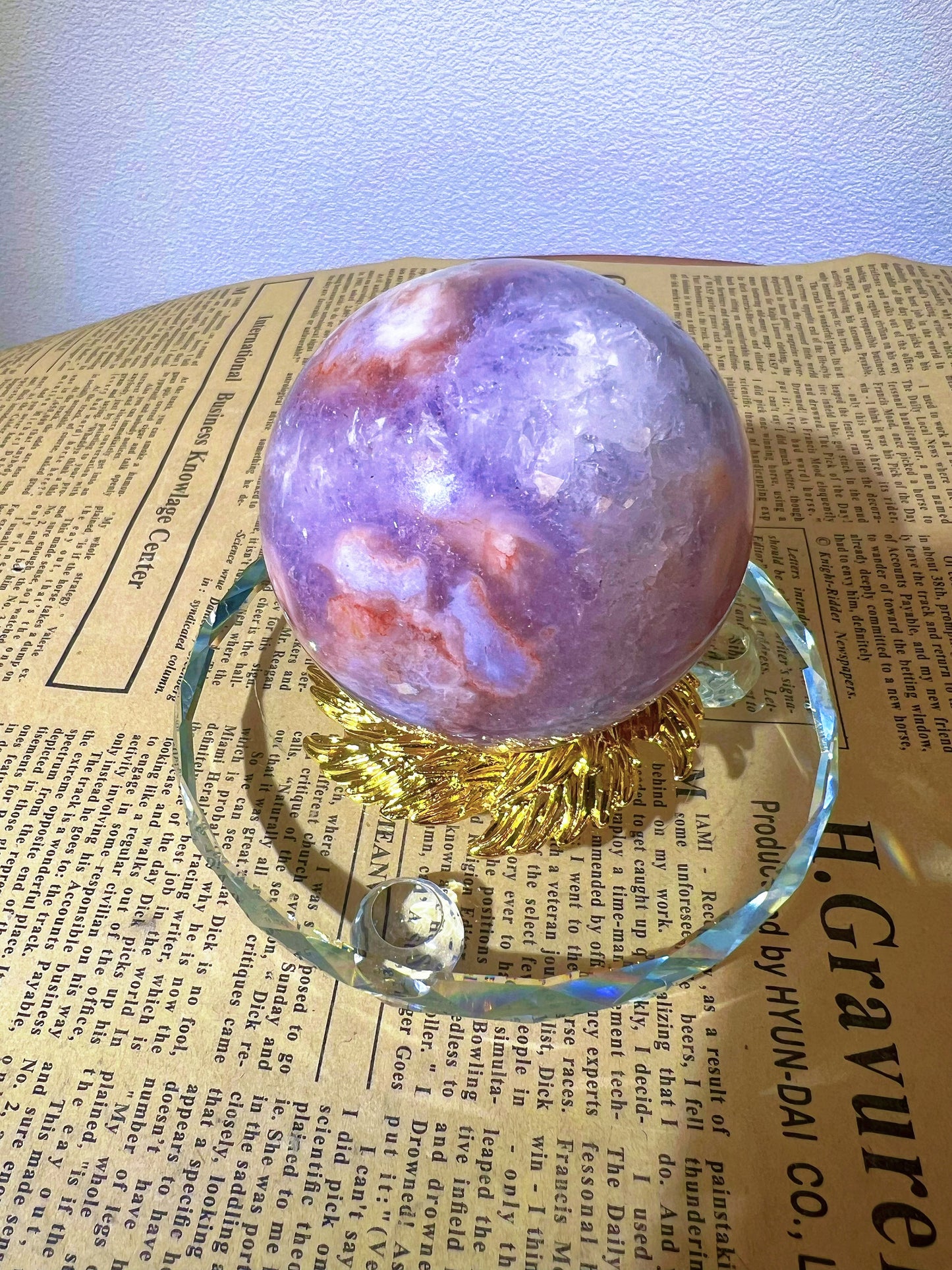 Natural Purple Pink Sakura Agate Sphere - Premium Crystal Healing Ball